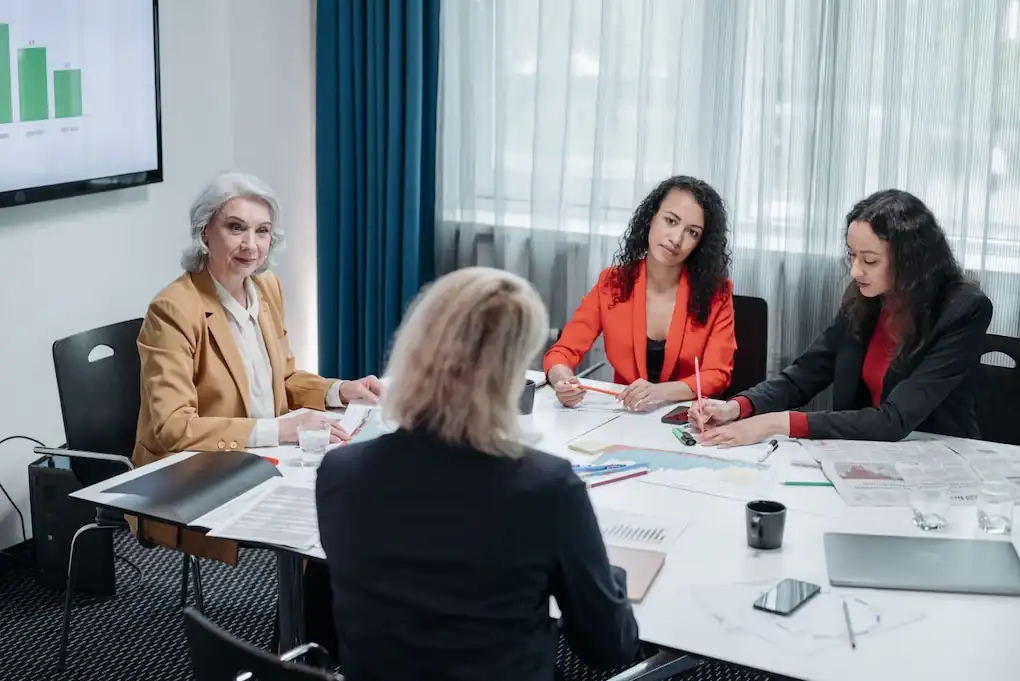 Businesswomen in an official meeting. Business grants for women in Washington, DC.